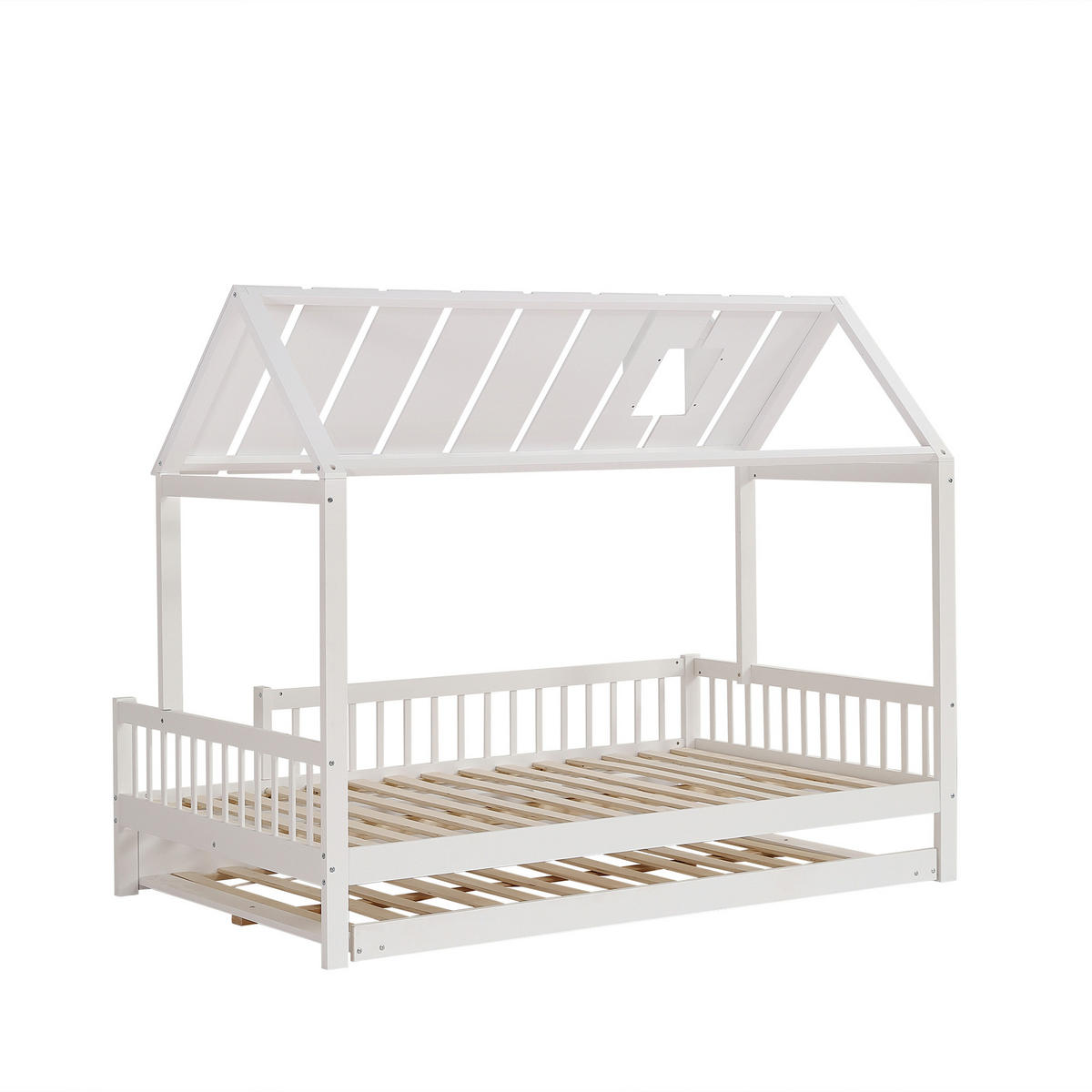 HAUSBETT 120/200 cm + 120/190 cm Weiß - Weiß, Holz - Raumix