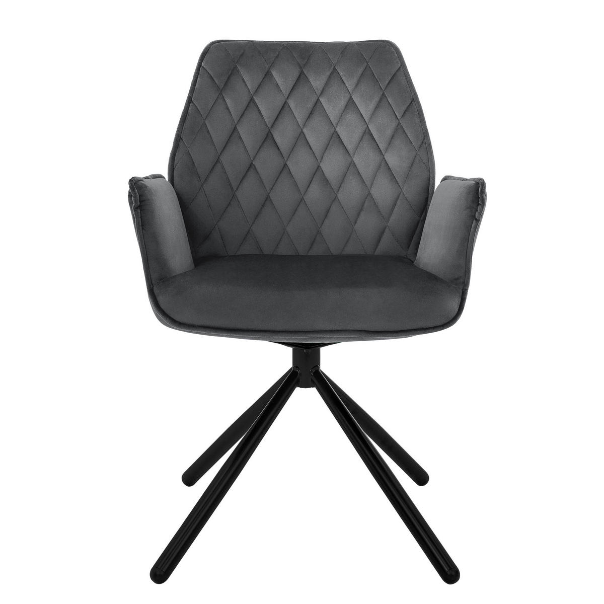 DREHSTUHL Samt Anthrazit 4er Set - Anthrazit, Metall (63/90/57cm) - ML-DESIGN