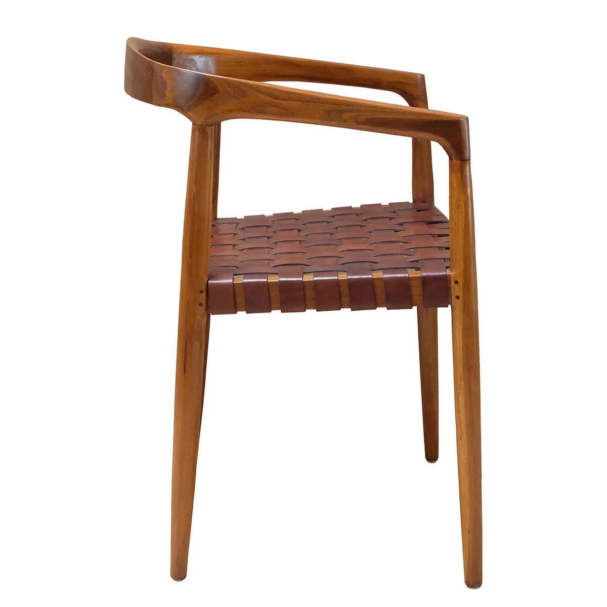 ARMLEHNENSTUHL - Echtleder / Teak massiv - Cognac, Leder (54/80/50cm) - home24