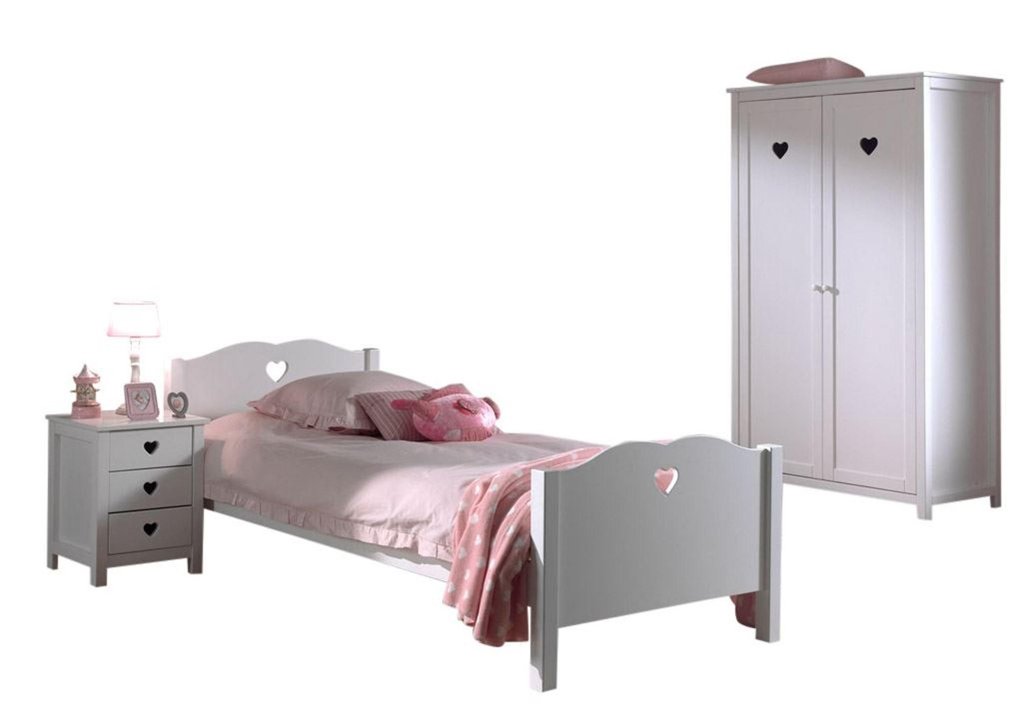 KINDERZIMMER Kamila 1 weiß aus MDF mit Bett, Schrank und Nachtkonsole - Weiß, Holzwerkstoff (300/80/100cm) - 58aufmkessel