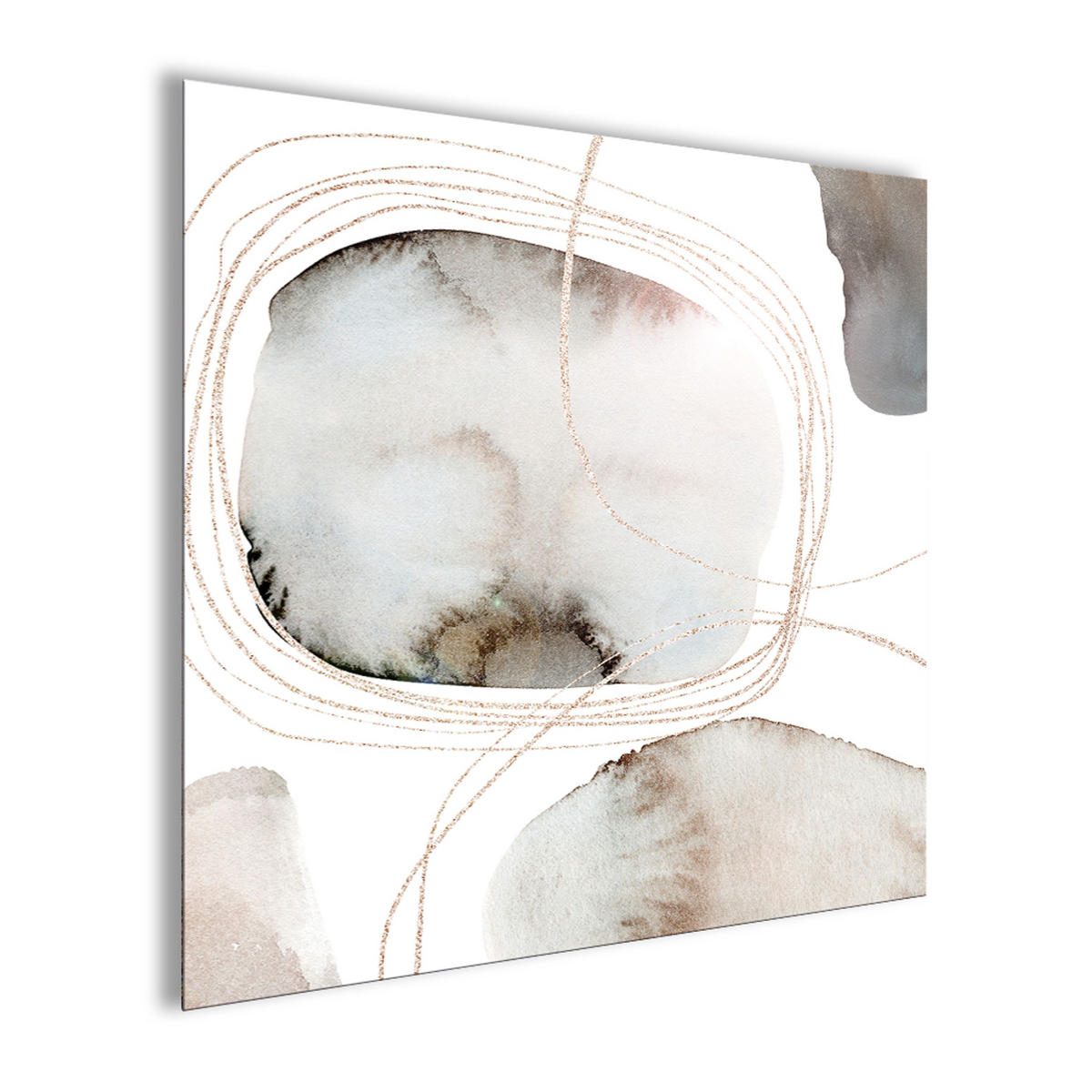 GLASBILD 50x50 cm abstrakt Aquarell - Beige/Weiß, Glas (50/50cm) - artissimo