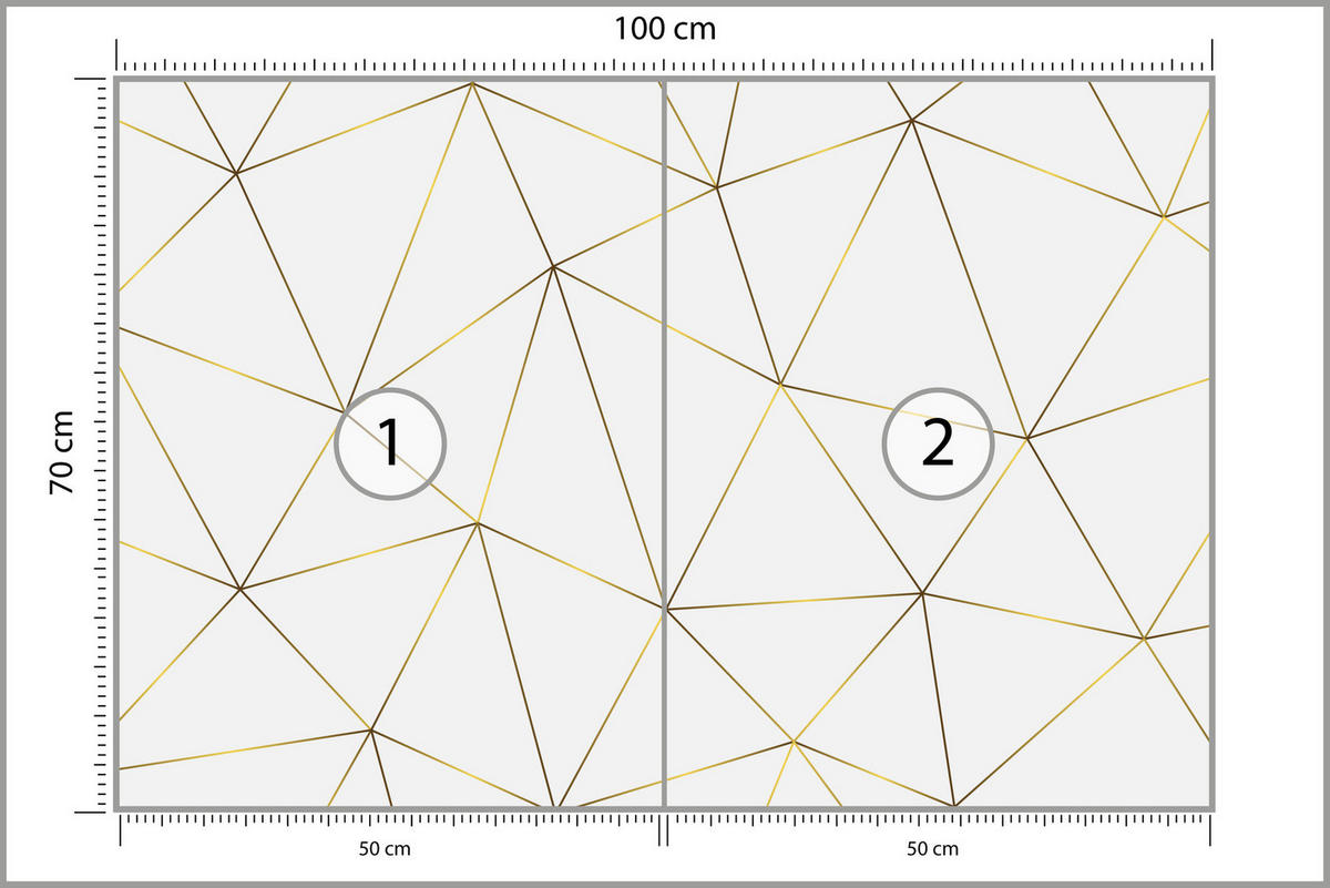 FOTOTAPETE Geometrische Abstraktion Glamour Stil 100x70 - Gelb/Beige, Papier (100/70cm) - Muralo