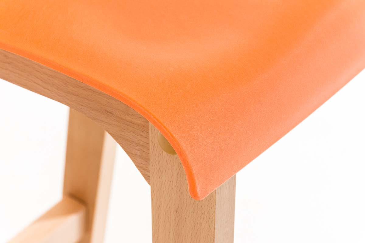 BARHOCKER DELHI Orange Holz - Orange, Holz (41/101/46cm) - DELUKE