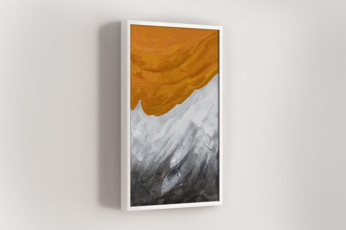 ACRYLBILD HANDGEMALT 60/90 cm - Orange/Grau, Holz/Textil (1.3/90cm) - KUNSTLOFT