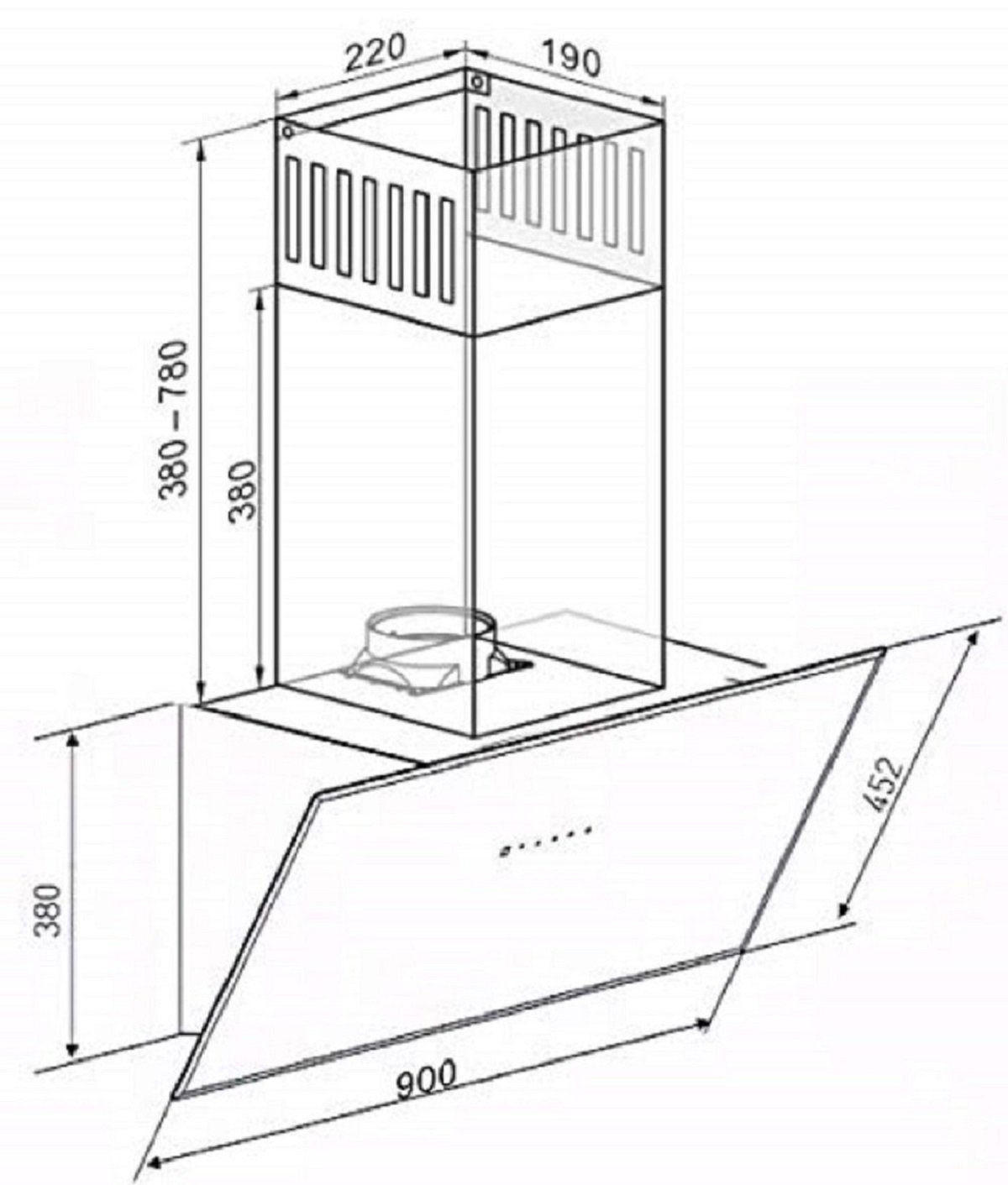 DUNSTABZUGSHAUBE AT 9440 Eco 90 cm Schwarz - Schwarz, Glas/Metall (90/78/40.8cm) - Kaiser Küchengeräte