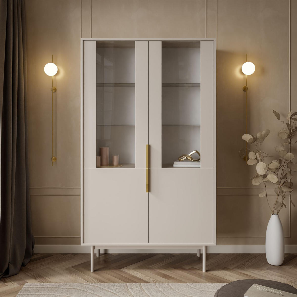 VITRINE MIRACLE mit Glasfront Kaschmir - Kaschmir, Holzwerkstoff (104/180/39cm) - Lookway