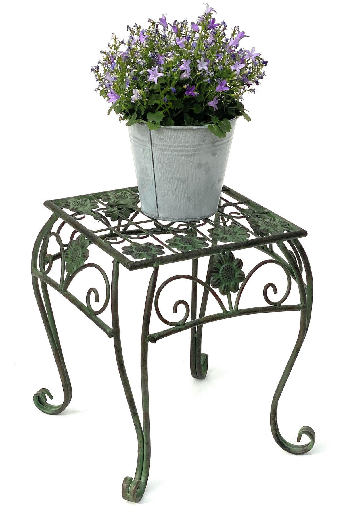 BLUMENHOCKER eckig Metall Grün 29,5/29,5/32 cm - Grün, Metall (29.5/32/29.5cm) - DanDiBo