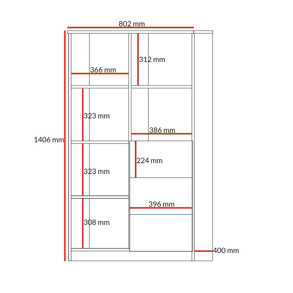 REGAL Billz 1D3S 80 Kaschmir/Eiche Cremona - Kaschmir/Schwarz, Holzwerkstoff/Kunststoff (80/140/40cm) - mzm24