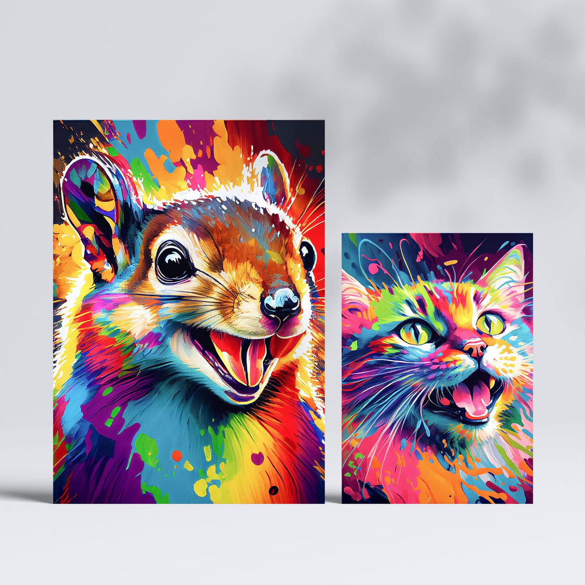 POSTER Set Mit 6 Entzückende Tiere Im Hochformat Lebhafte Aquarell Stil Illustrationen A3 & A4 Rahmenlos - Klar, Papier (29/3cm) - Nacnic