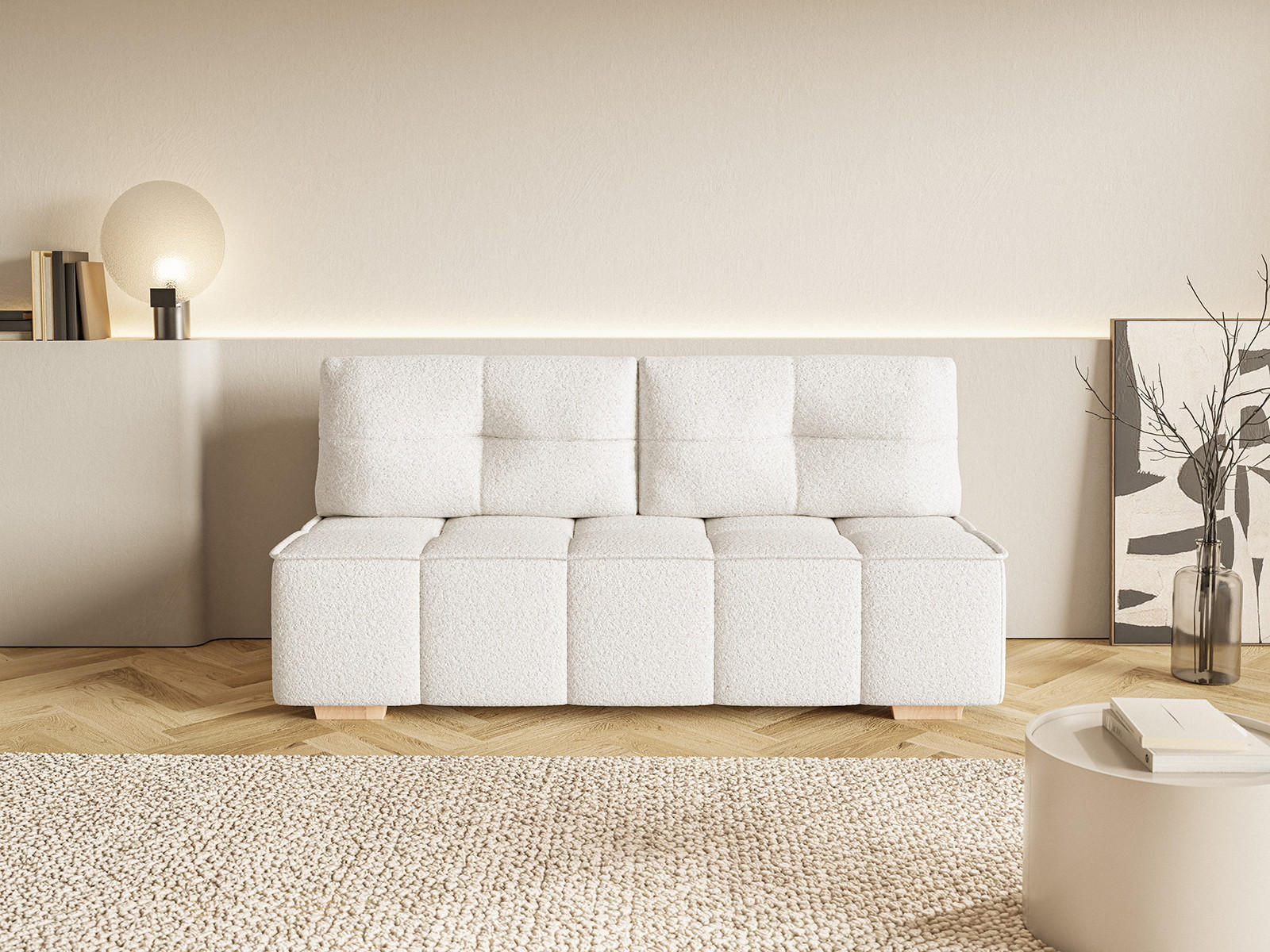 SOFA Miia mit Schlaffunktion, Ecru - Ecru, Textil (196/90/85cm) - Fedve