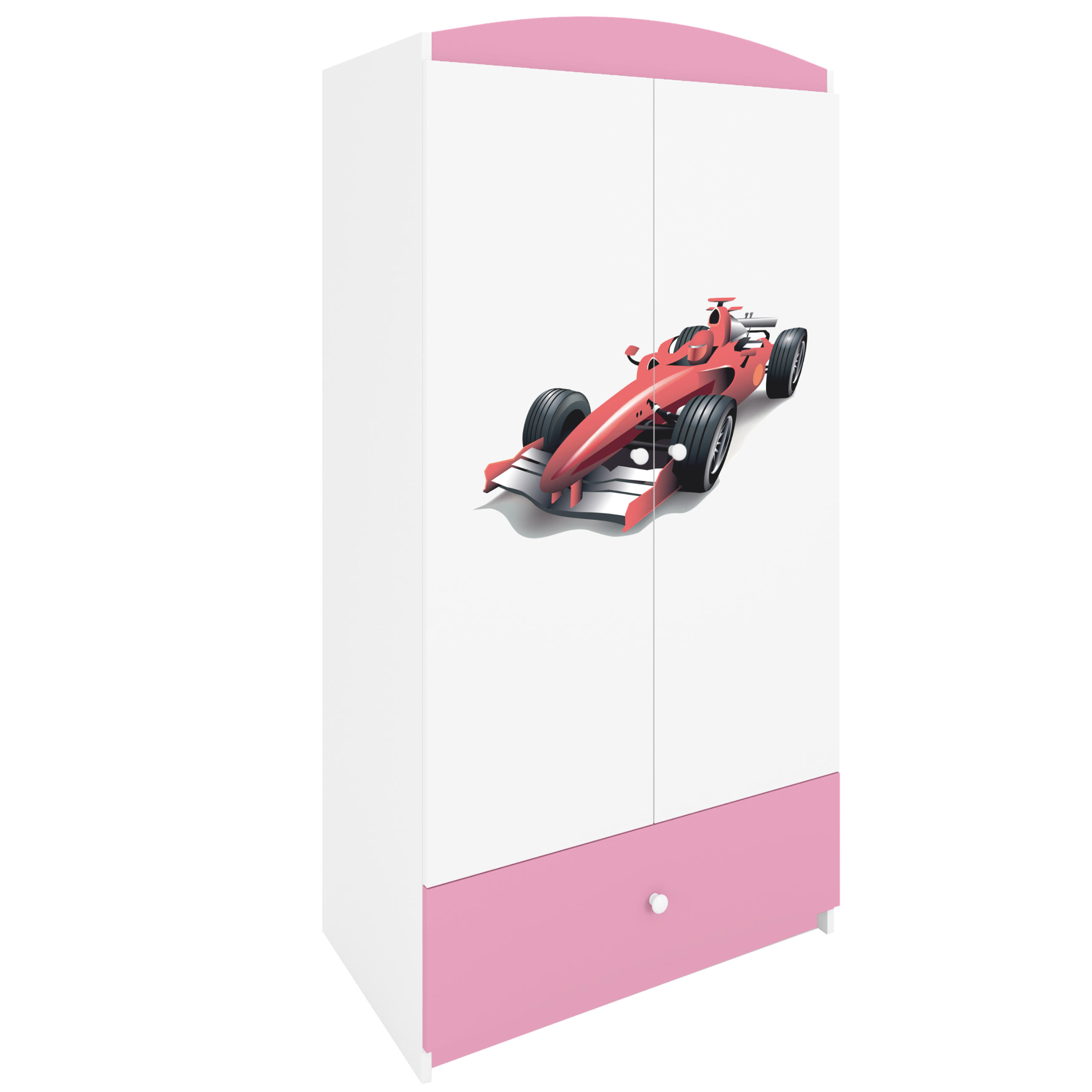 KINDERKLEIDERSCHRANK Formel 1 - Hellrosa, Holzwerkstoff (90/175/52cm) - RAUMHIRSCH FURNITURE