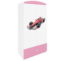 KINDERKLEIDERSCHRANK Formel 1 90/175/52 - Hellrosa, Holzwerkstoff (90/175/52cm) - Kocot Kids