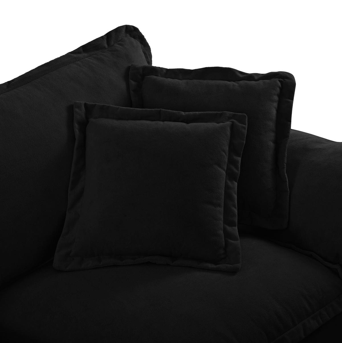 ECKSOFA mit Ottomane 263 x 151 x 90 cm Schwarz - Schwarz, Holz (151/263cm) - Meubliv