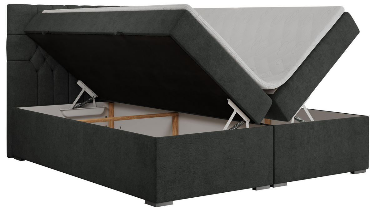 BOXBETT PERA 140/200 Dunkelgrau Struktur - H3 - Dunkelgrau, Holz/Textil (140/200cm) - MKS