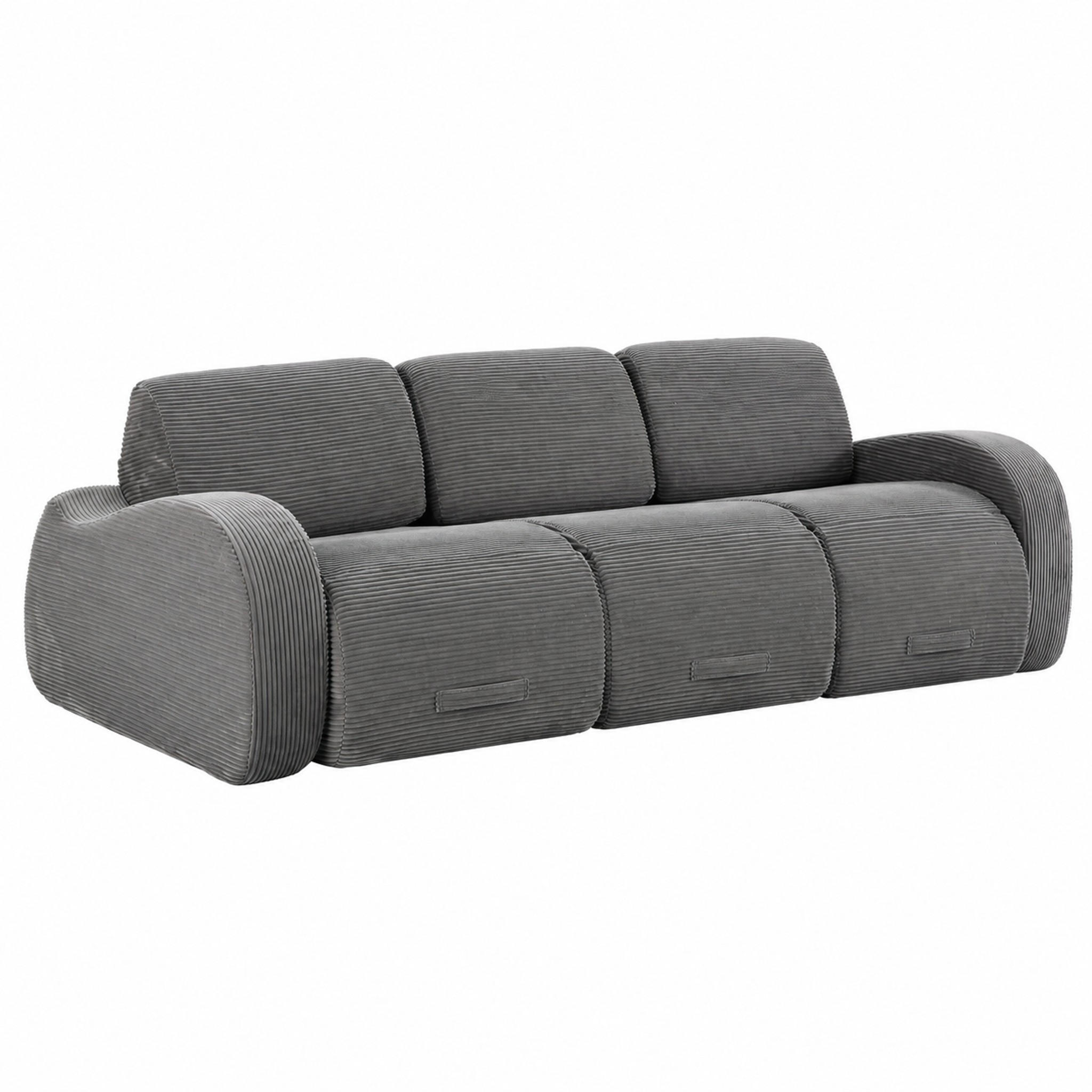 SOFA modular mit Schlaffunktion Cord Grau 3-tlg. - Grau, Kunststoff (115/76/247cm) - Meubliv