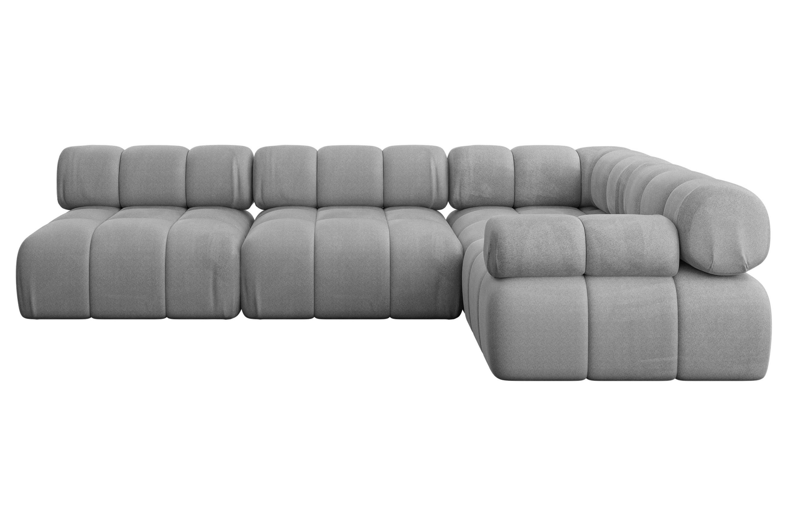 ECKSOFA modulares Sofa Mende-L2 - 285x190x70 cm Hellgrau Velours - Hellgrau, Holzwerkstoff/Textil (285/190cm) - ALTDECOR