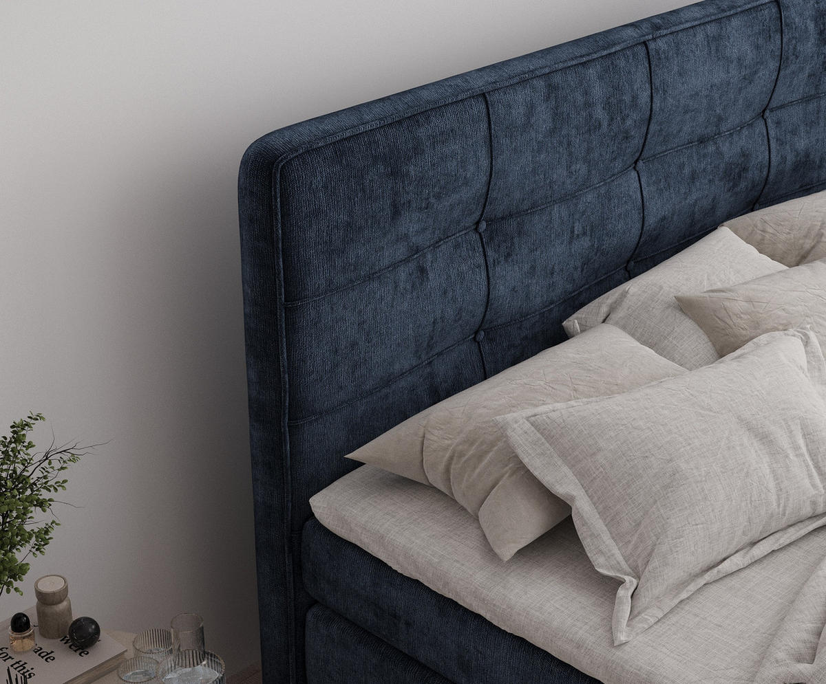 BOXSPRINGBETT Semplice Marineblau 180/200 cm - Schwarz/Dunkelblau, Holz/Holzwerkstoff (180/200cm) - Maison de Reve