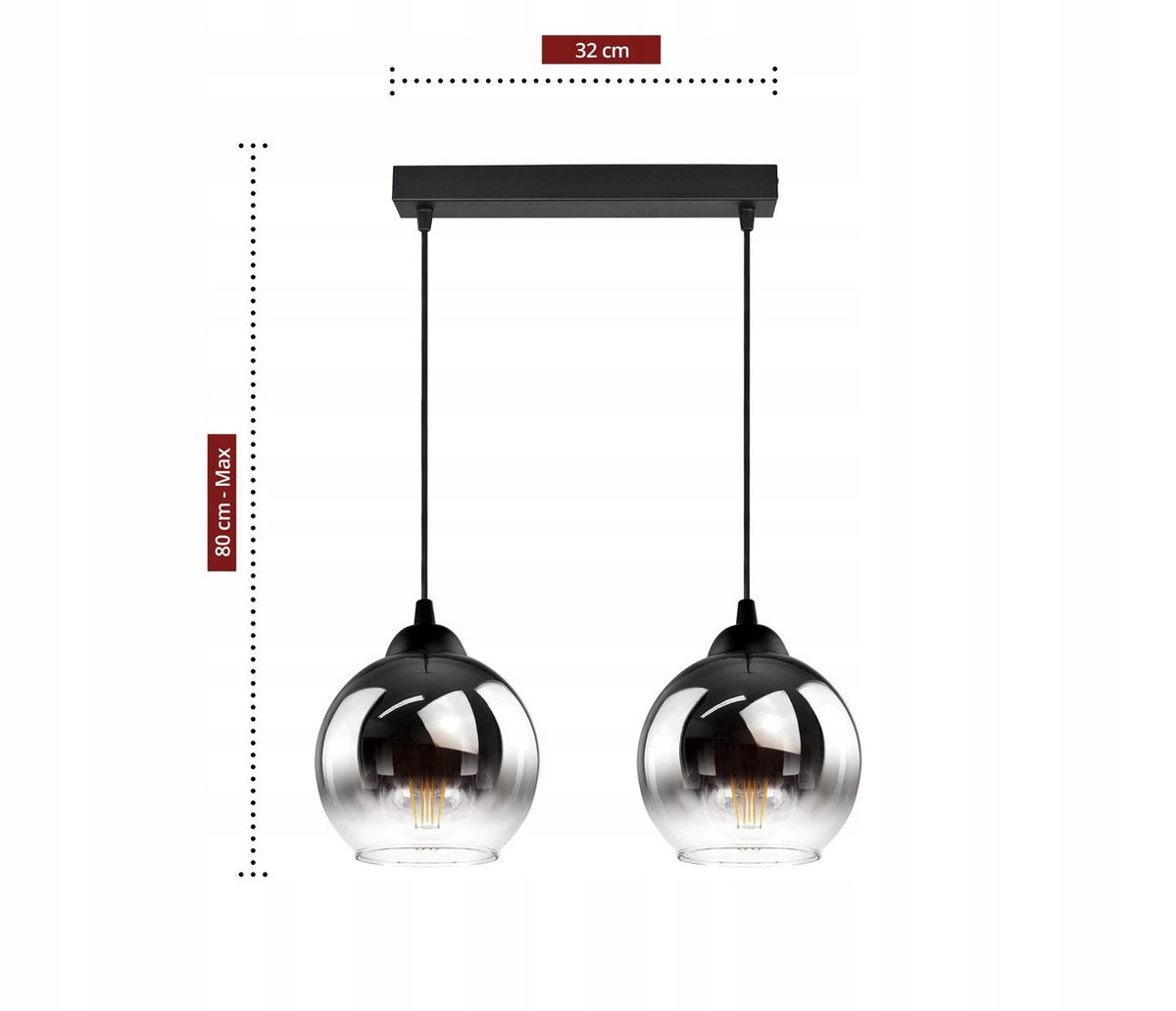 PENDELLEUCHTE MASUR - Transparent/Anthrazit, Glas/Metall (15/40/80cm) - kiki design