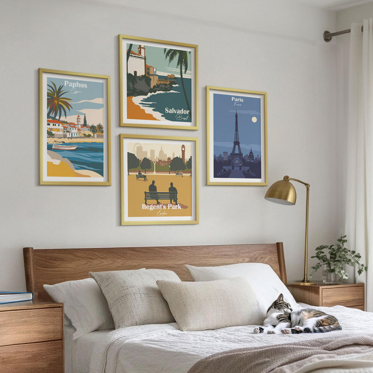WANDBILDER 4er Set - 50x50 cm & 40x60 cm Goldrahmen - Architektur der Küstenstädte - Goldfarben, Kunststoff (50/50cm) - ArtPrintCave