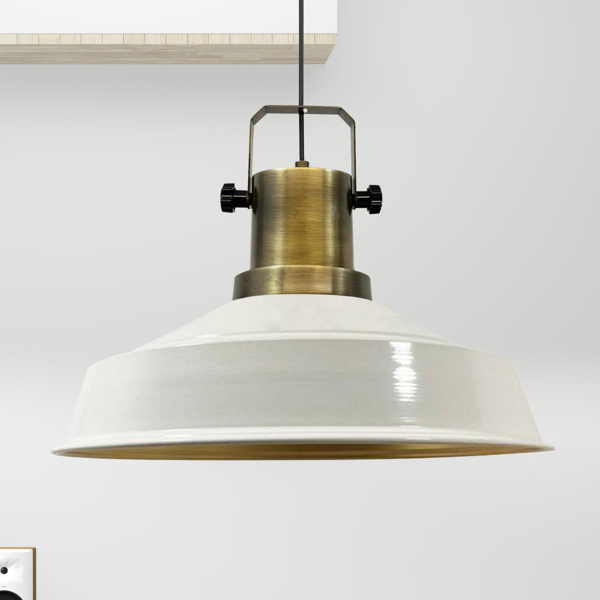 PENDELLEUCHTE Asletl Metall 41/28 cm - Goldfarben/Weiß, Metall (41/28cm) - Bamyum