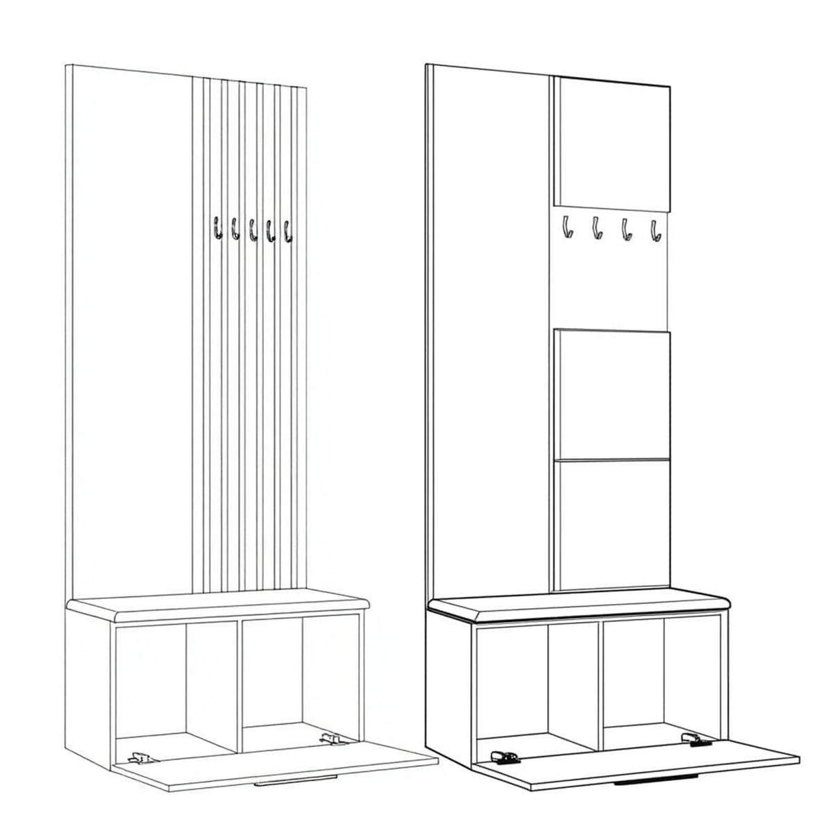 GARDEROBENSCHRANK MODULO 161,2/204/40 cm Modern Garderobe-Set Grau - Schwarz/Grau, Holzwerkstoff (161.2/204/40cm) - MASSENO