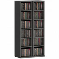 CD-REGAL 2er-Set DE-14511 12 Fächer für 204 CDs Schwarz - Schwarz, Holzwerkstoff (22.5/88.5/21cm) - ComfortXL