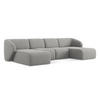 WOHNLANDSCHAFT Bouclé Stoff Grau - Hellgrau/Schwarz, Holzwerkstoff/Kunststoff (370/74/170cm) - Makamii
