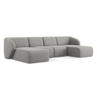 WOHNLANDSCHAFT Bouclé Stoff Grau - Hellgrau/Schwarz, Holzwerkstoff/Kunststoff (370/74/170cm) - Makamii