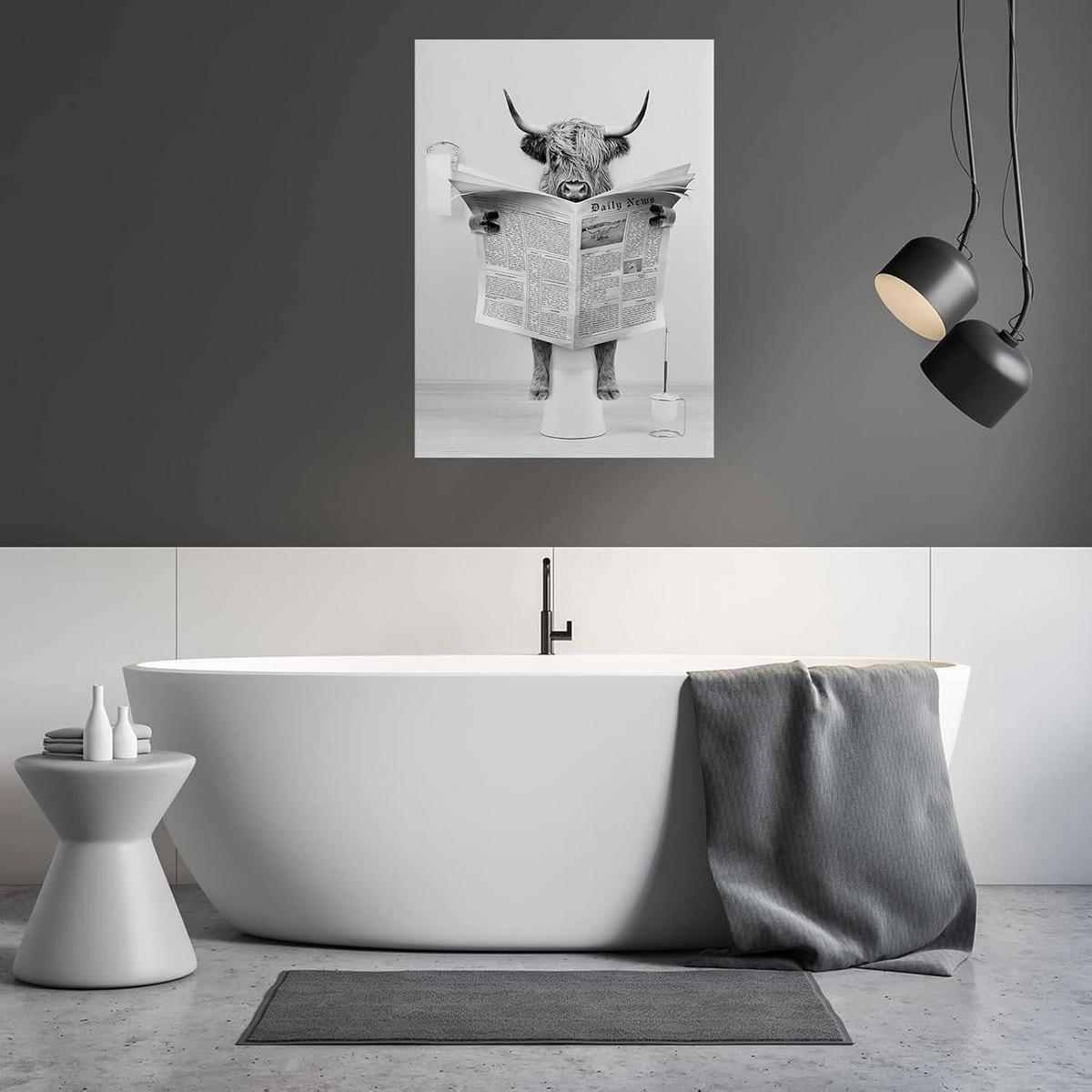 POSTER Schottisches Hochlandrind im Badezimmer 30 cm x 40 cm - Multicolor, Papier (1/0.5cm)