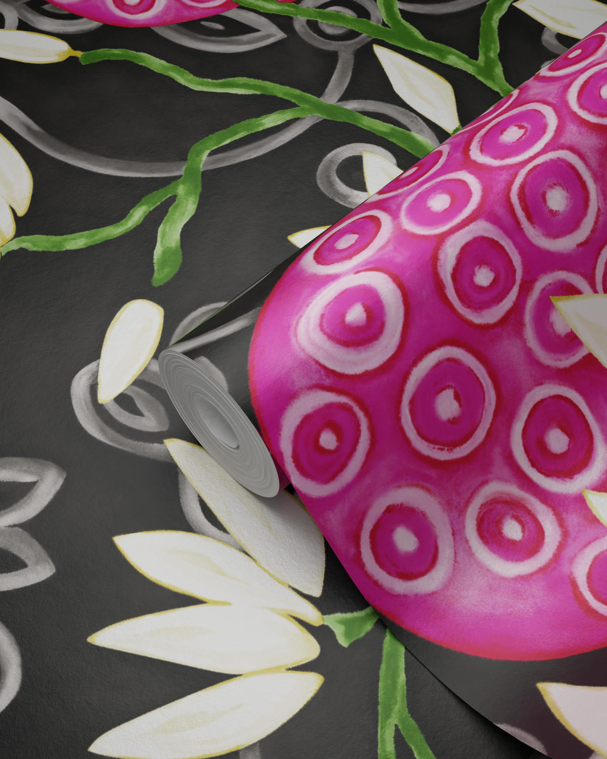 TAPETE Magnolie 53 cm x 10.05 m - Schwarz, Papier (53/1000cm) - Origin Wallcoverings