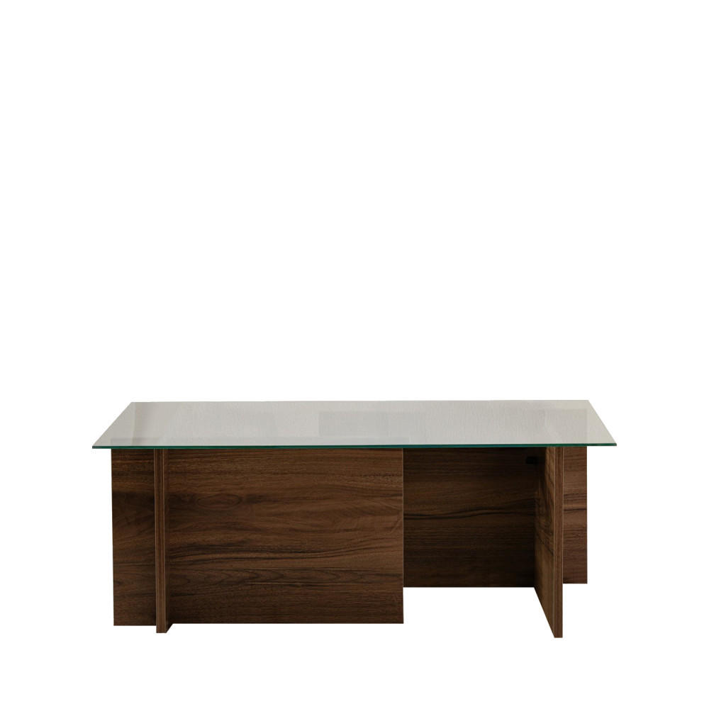 COUCHTISCH - Glas - Dunkles Holz - Nussbaumfarben, Glas (105/65/40cm) - Drawer