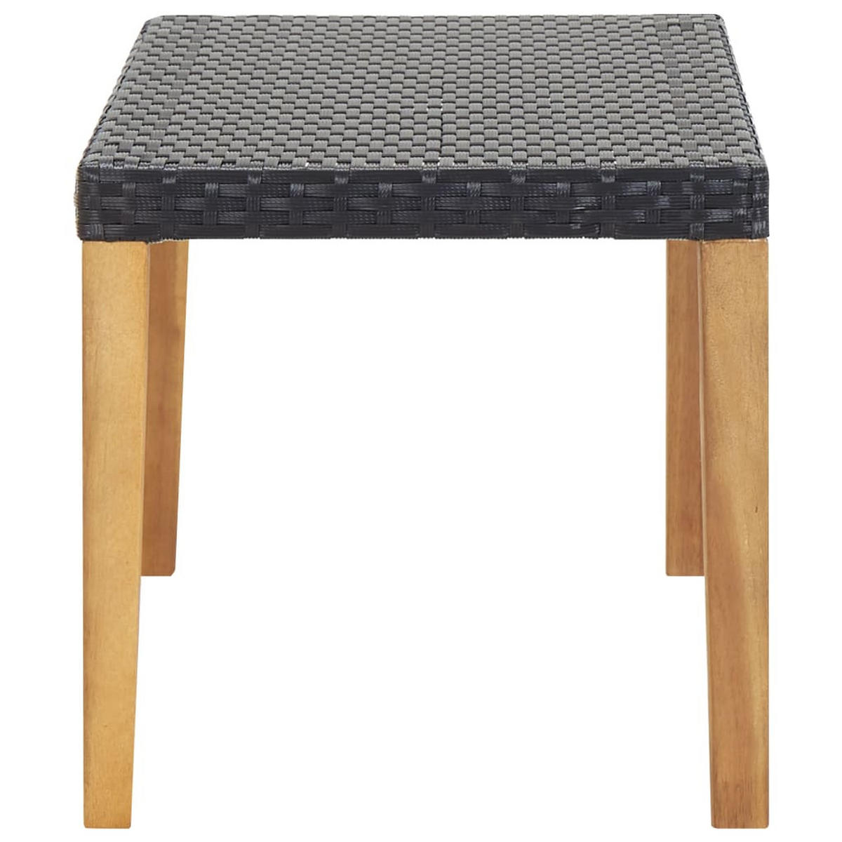 GARTENBANK 120 cm Schwarz Poly Rattan und Massivholz - Schwarz, Holz (120/40/40cm) - furnicato