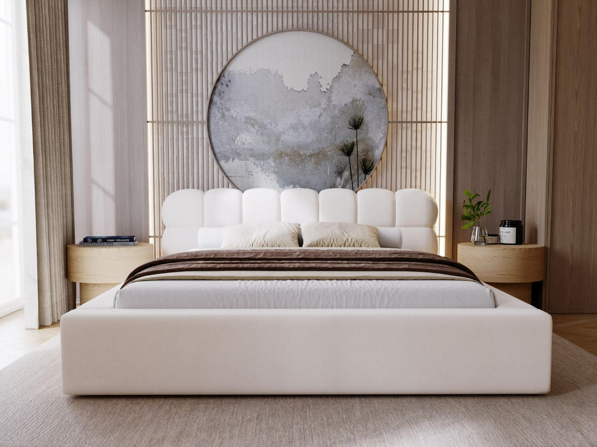 POLSTERBETT Plaza 160x200 Creme - Creme/Naturfarben, Holz/Kunststoff (160/200cm) - Graingold