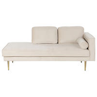 CHAISELONGUE Samtstoff beige rechtsseitig Miramas - Beige/Goldfarben, Textil (171/63/79cm) - Beliani
