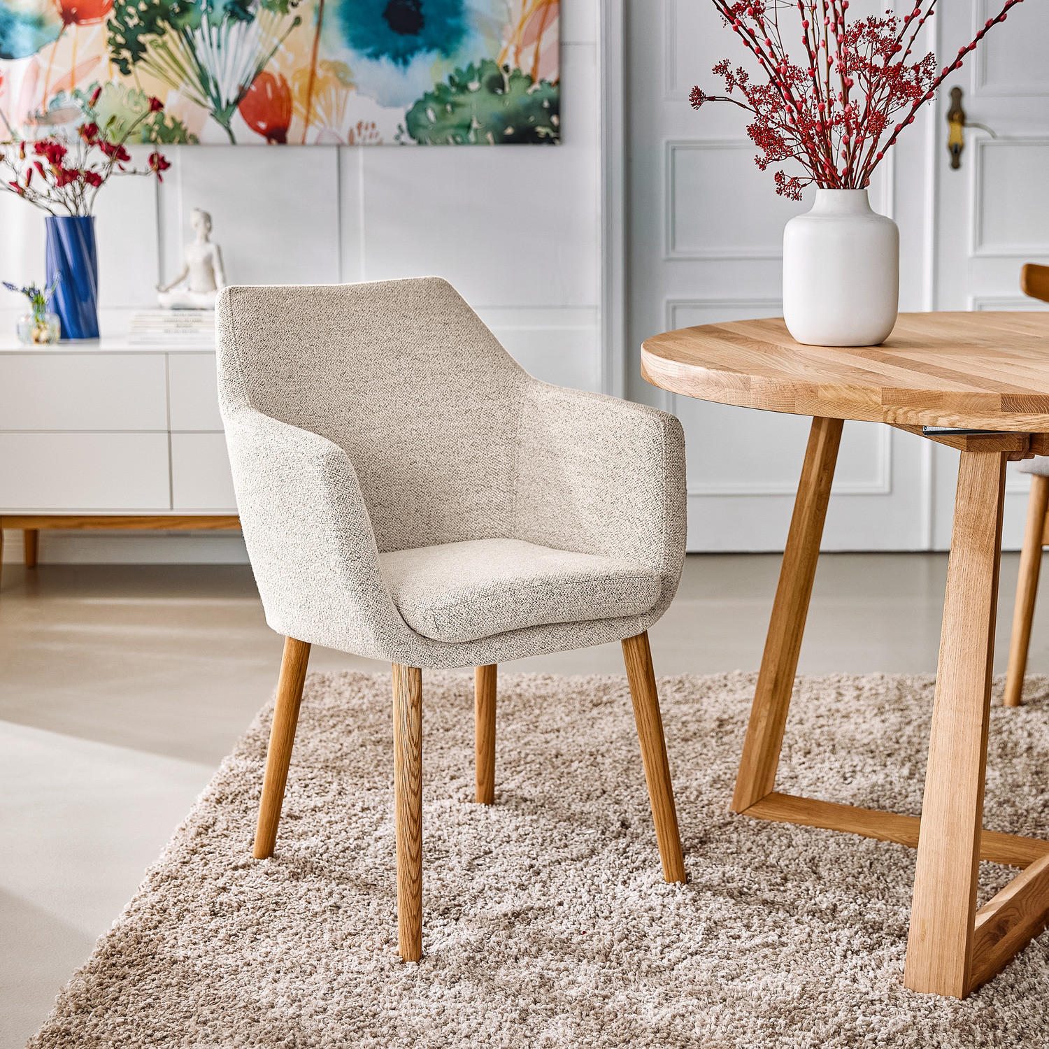 ARMLEHNENSTUHL - Beige, Textil (58/84/58cm) - home24