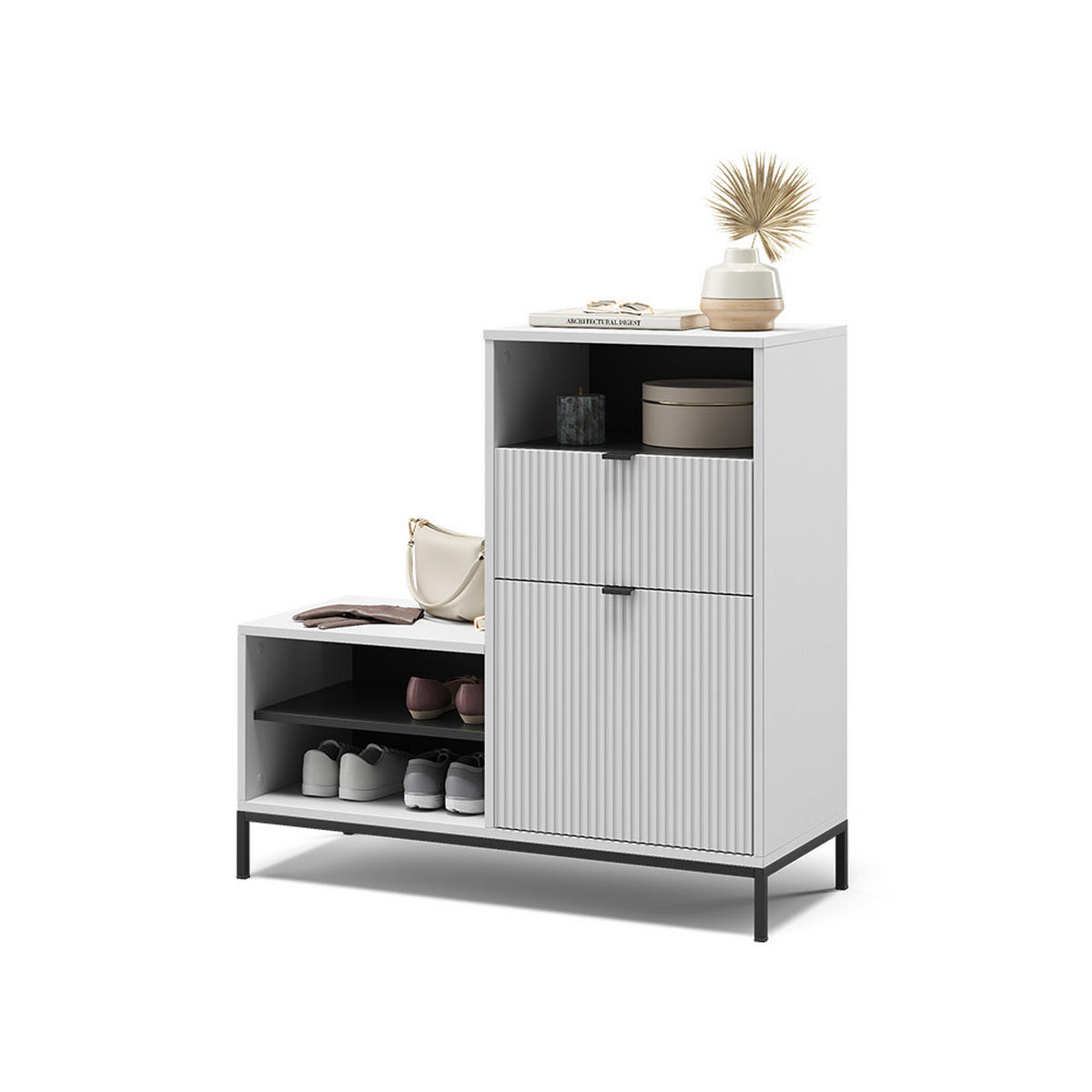 SCHUHSCHRANK Eliza Weiß 100 x 98.5 cm mit Tür und Schublade - Weiß, Holzwerkstoff (100/98.5/40cm) - Vicco