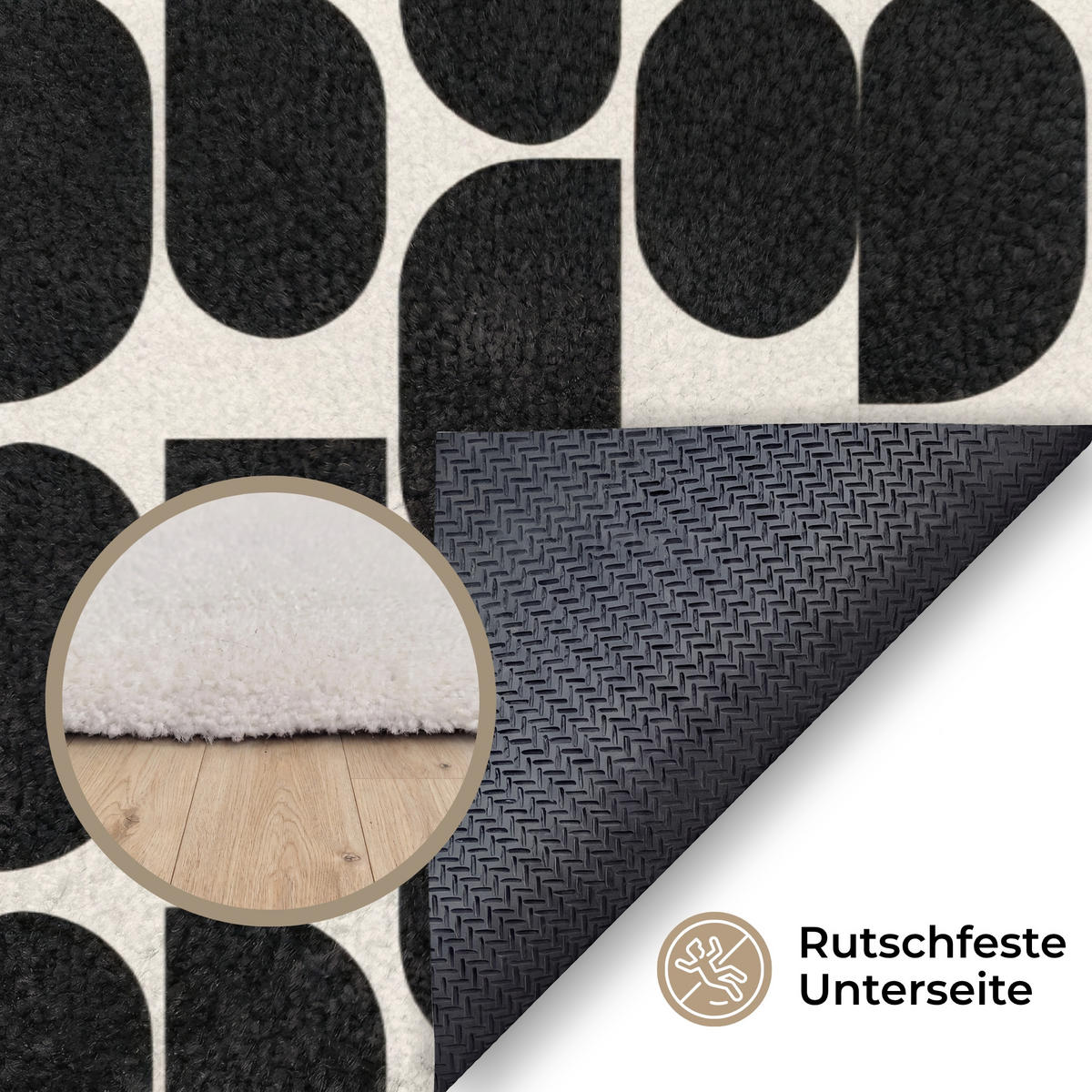 KOBERCE - Moderné - vzorované - čierne - 200x140 cm - čierna, textil/plast (200/0.4cm) - OnlyWow