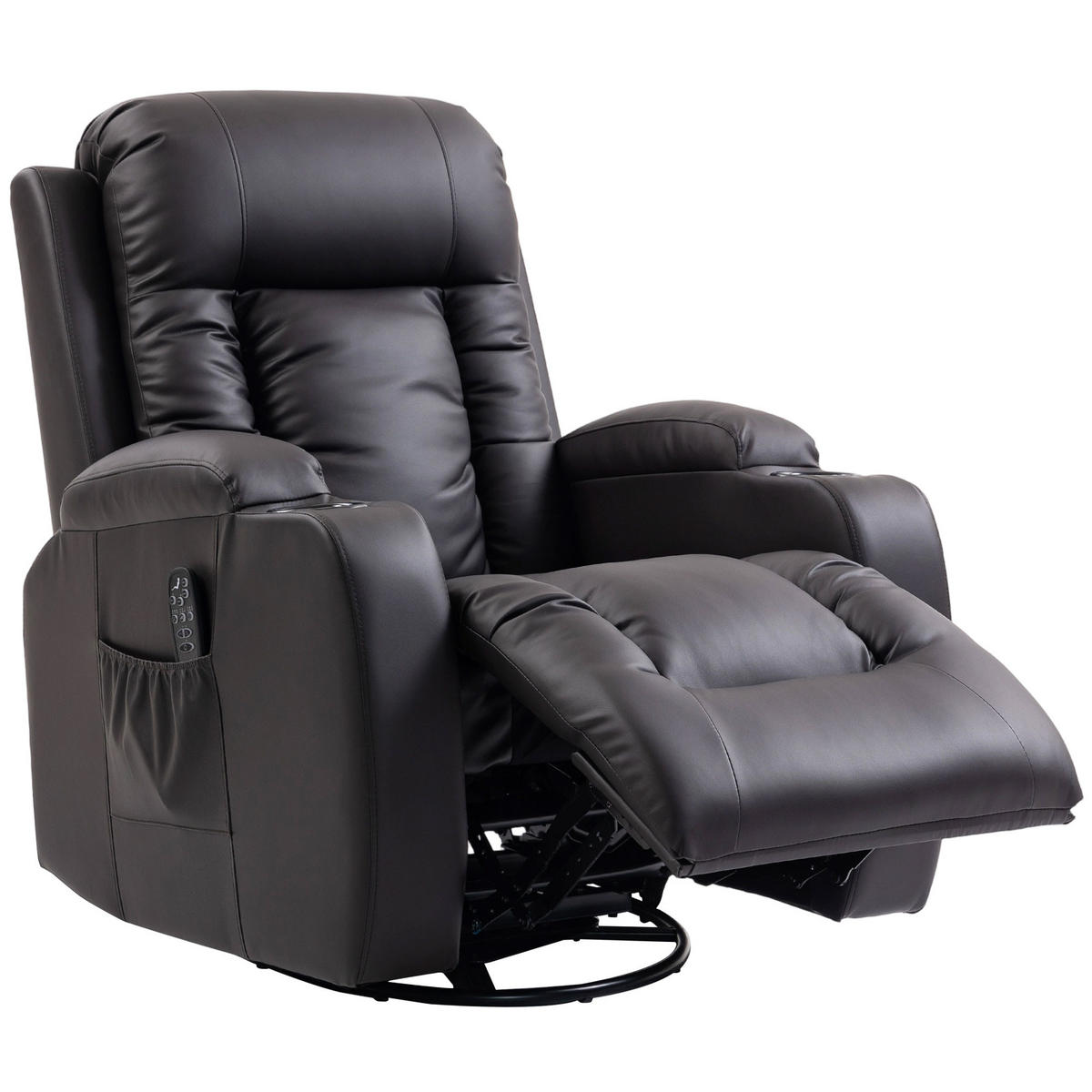 MASSAGESESSEL DE-06432 Wipp-, Liege- & Wärmefunktion, 145° neigbar, drehbar Dunkelbraun - Braun, Metall (82/103/99cm) - ComfortXL