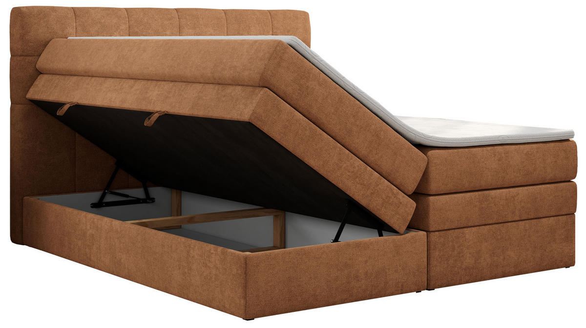 BOXSPRINGBETT LUKA KING 120/200 Orange Struktur - H3 - Orange, Holz/Textil (120/200cm) - MKS