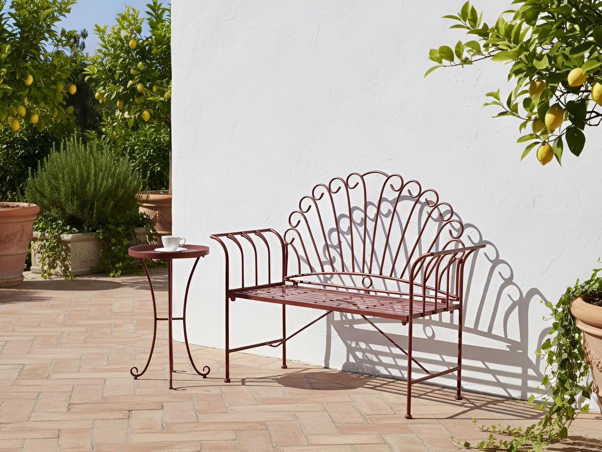 GARTENBANK Burgunderrot Cavinia - Rot, Metall (125/97/46cm) - Beliani