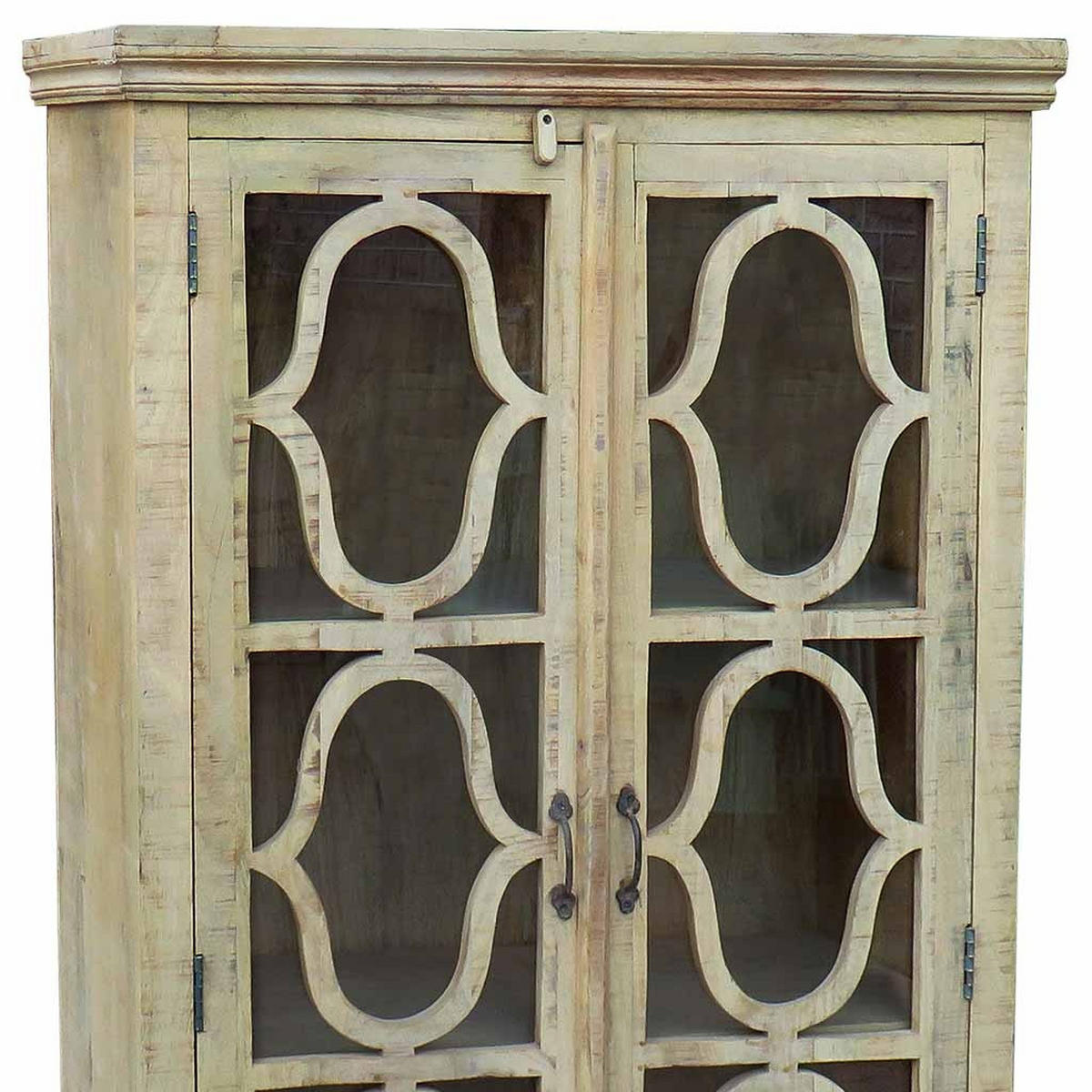 VITRINE aus Holz, weiß, 100x45x196cm - Beige, Holz (100/196/45cm) - Wanderlust