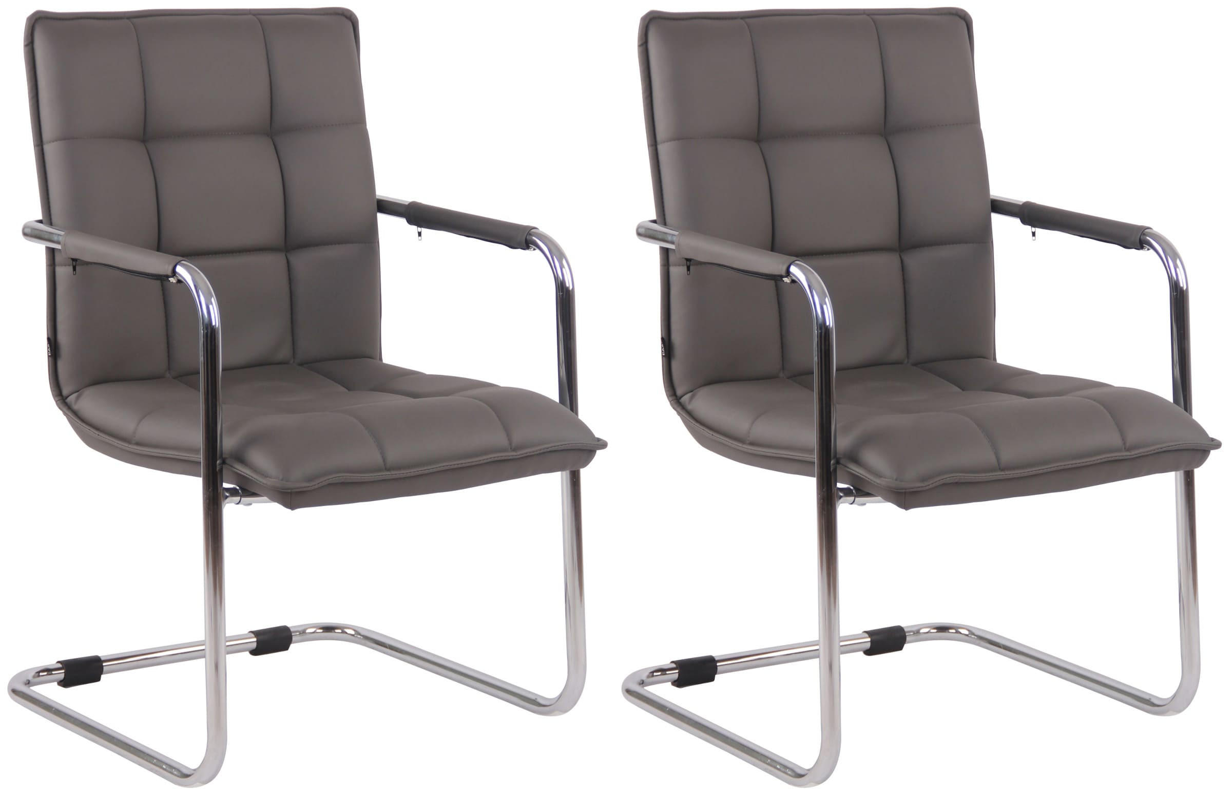 SCHWINGSTUHL 2er Set Lederlook grau - Chromfarben/Grau, Textil/Metall (57/89/64cm) - CLP