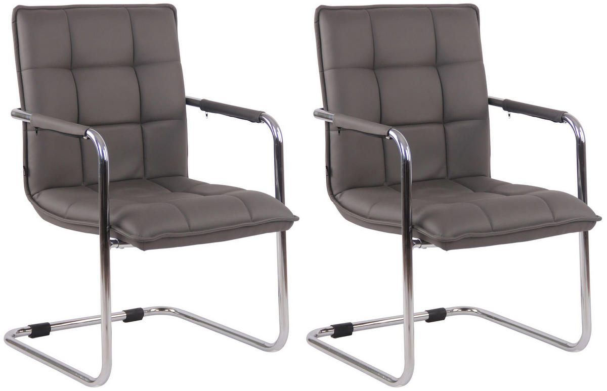 SCHWINGSTUHL 2er Set Lederlook grau - Chromfarben/Grau, Textil/Metall (57/89/64cm) - CLP
