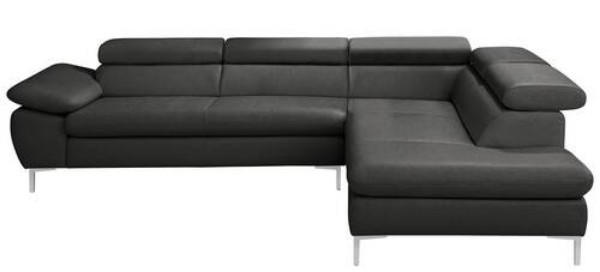 Canapé d'angle en cuir noir 280x224cm - Chilliano