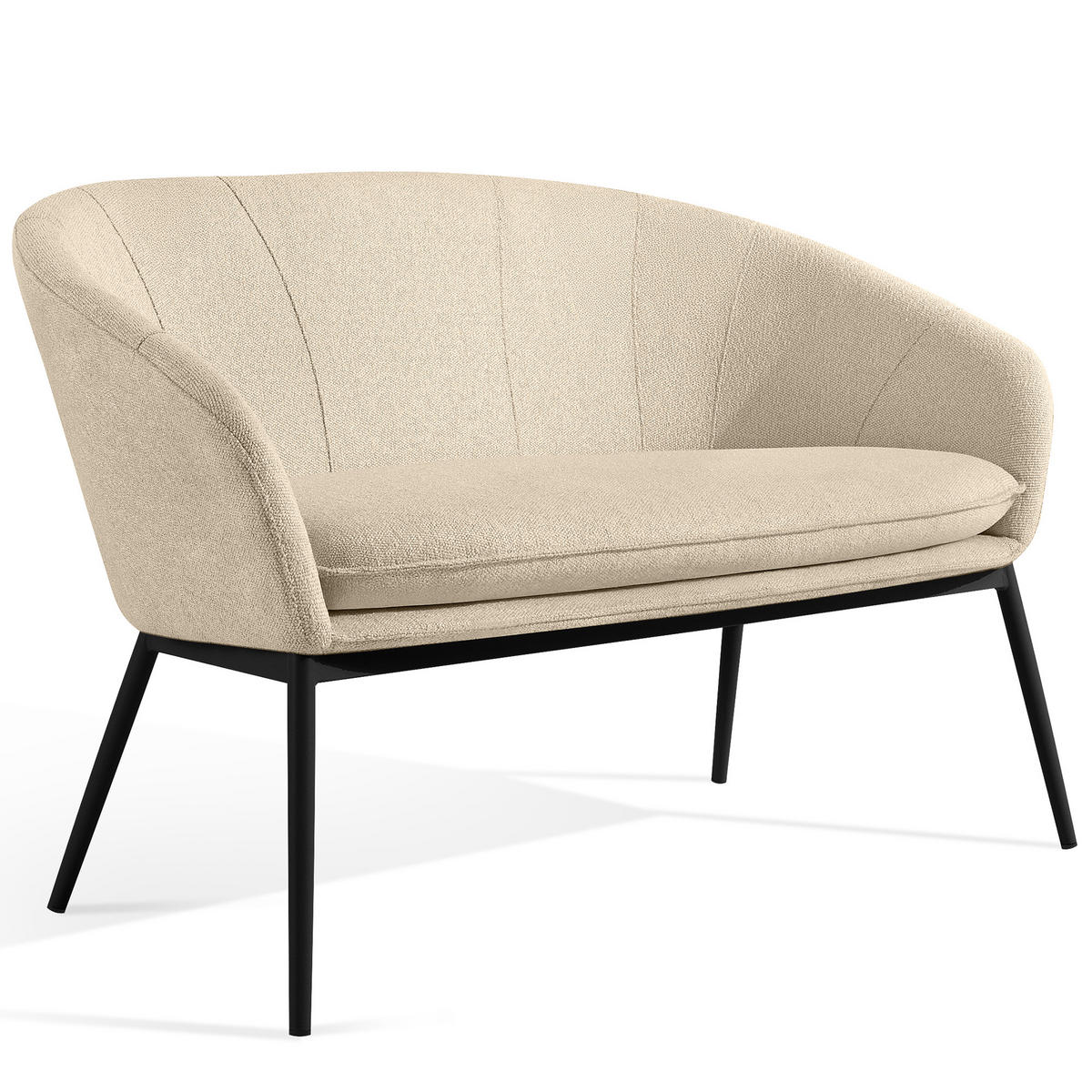 GARTENMÖBELSET SOLIS Gartenlounge-Set, creme/schwarz - Creme, Textil/Metall - KONSIMO®