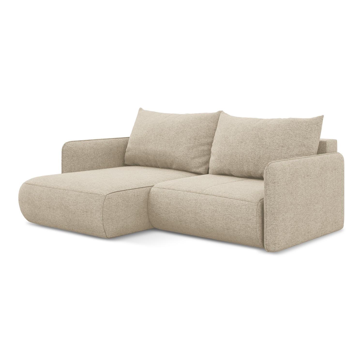 ECKSOFA mit Schlaffunktion Chenille Stoff Beige - Beige/Schwarz, Kunststoff/Textil (148/207cm) - LaMiaSofa