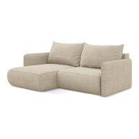 ECKSOFA mit Schlaffunktion Chenille Stoff Beige - Beige/Schwarz, Kunststoff/Textil (148/207cm) - LaMiaSofa