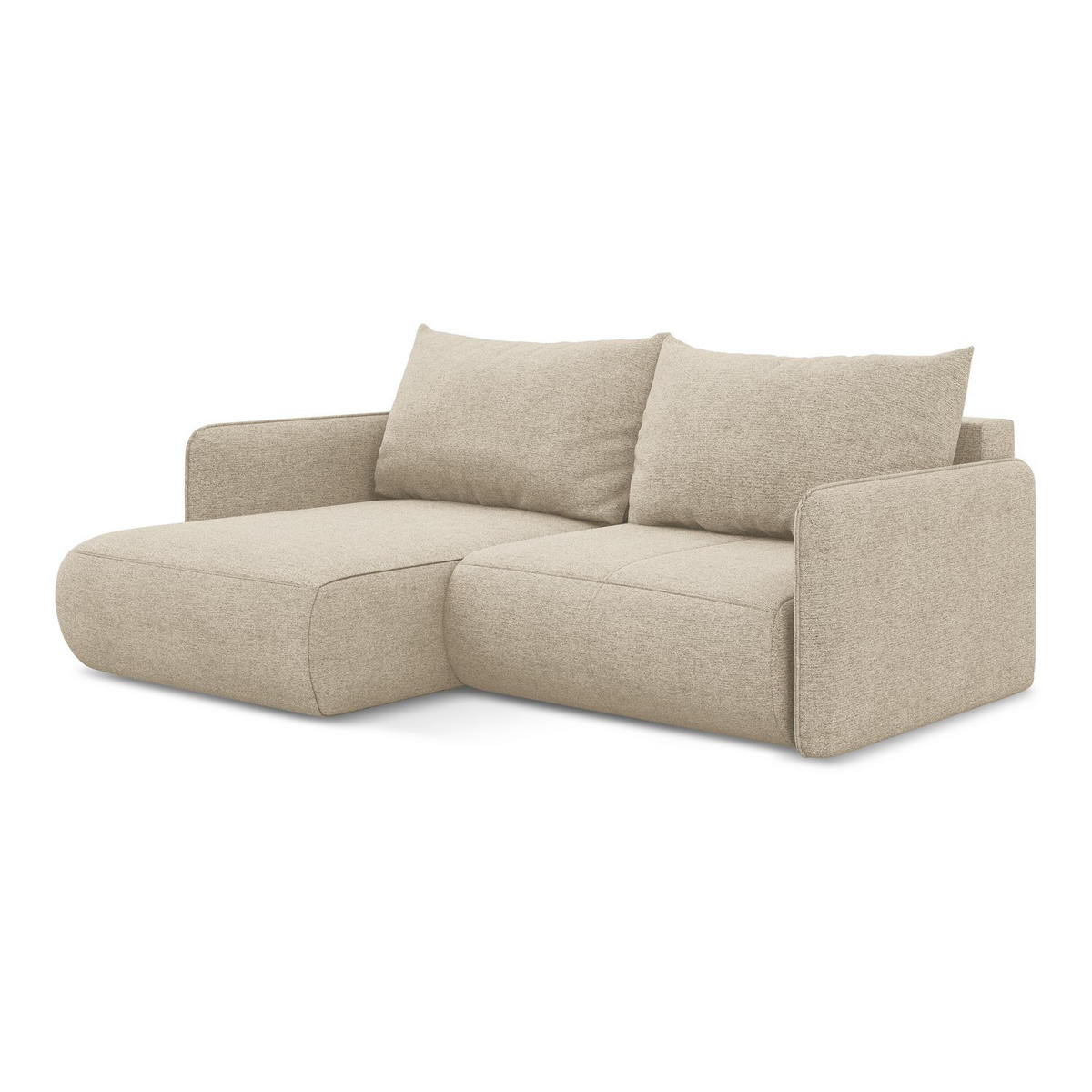 ECKSOFA mit Schlaffunktion Chenille Stoff Beige - Beige/Schwarz, Kunststoff/Textil (148/207cm) - LaMiaSofa