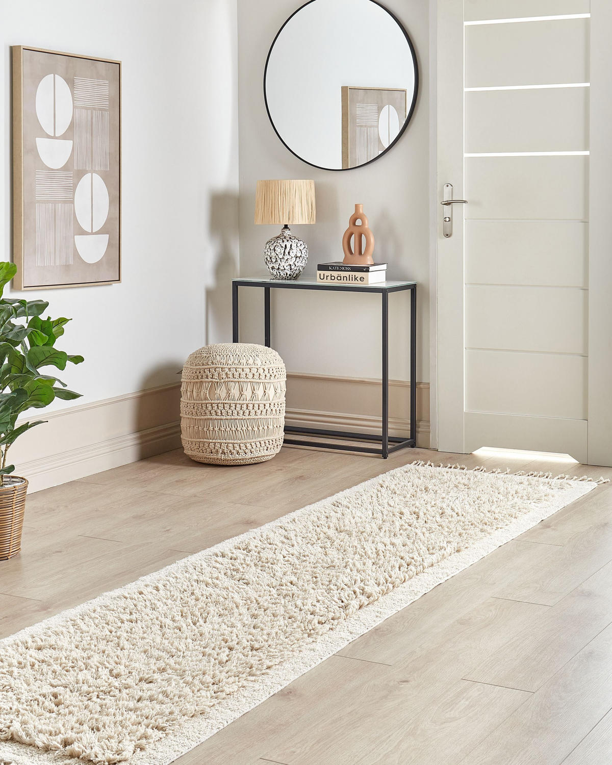 KOBEREC Světle béžový 80/300 cm Bavlna Bitlis - béžová, textil (80/300cm) - Beliani