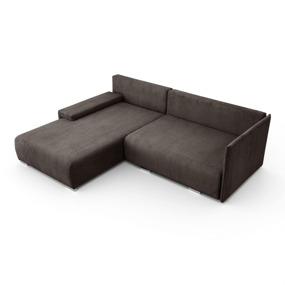 ECKSOFA LAVIO L mit Schlaffunktion und Bettzeugkasten Linke - Graubraun, Textil (246/188cm) - Lookway